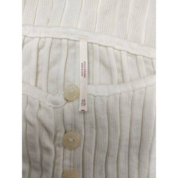 Free People Tilly Long-Sleeve Cardi Blouse Top Knit Ribbed Buttondown XS 283346 - Picture 8 of 8